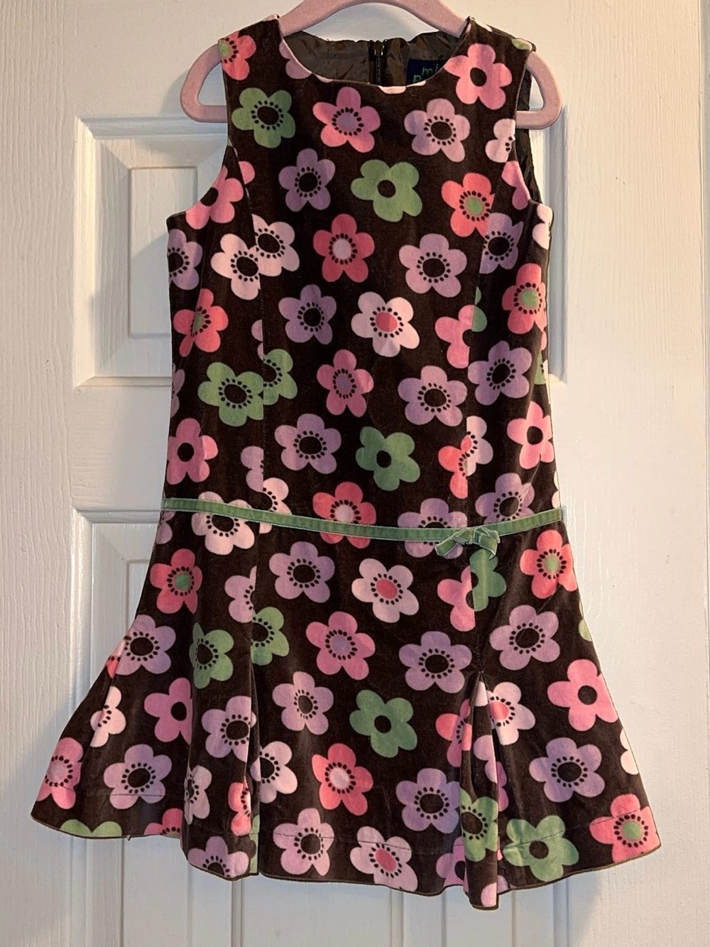 Mini Boden Floral Corduroy Dress in Pink & Brown